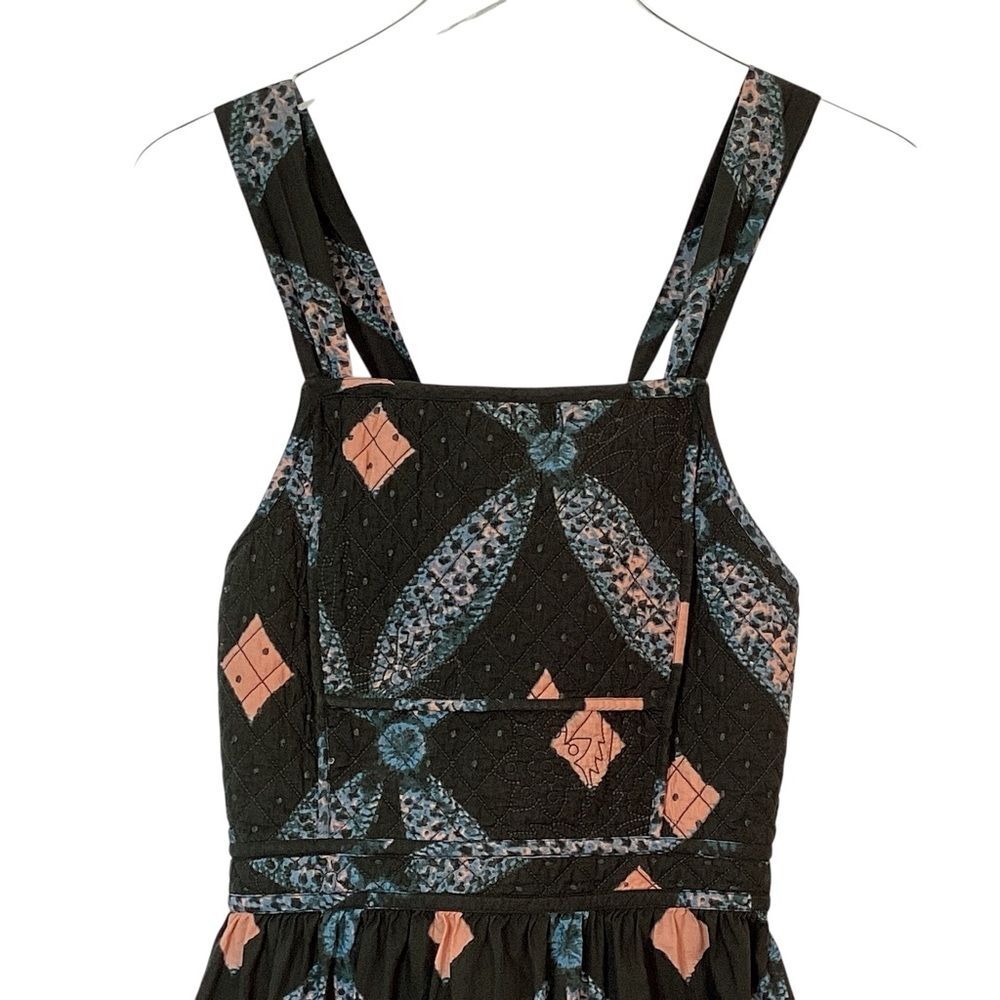 Ulla Johnson Jiya Dress Size 8 Quilted Cotton Midi Back Tie Boho Green Print - Picture 3 of 11